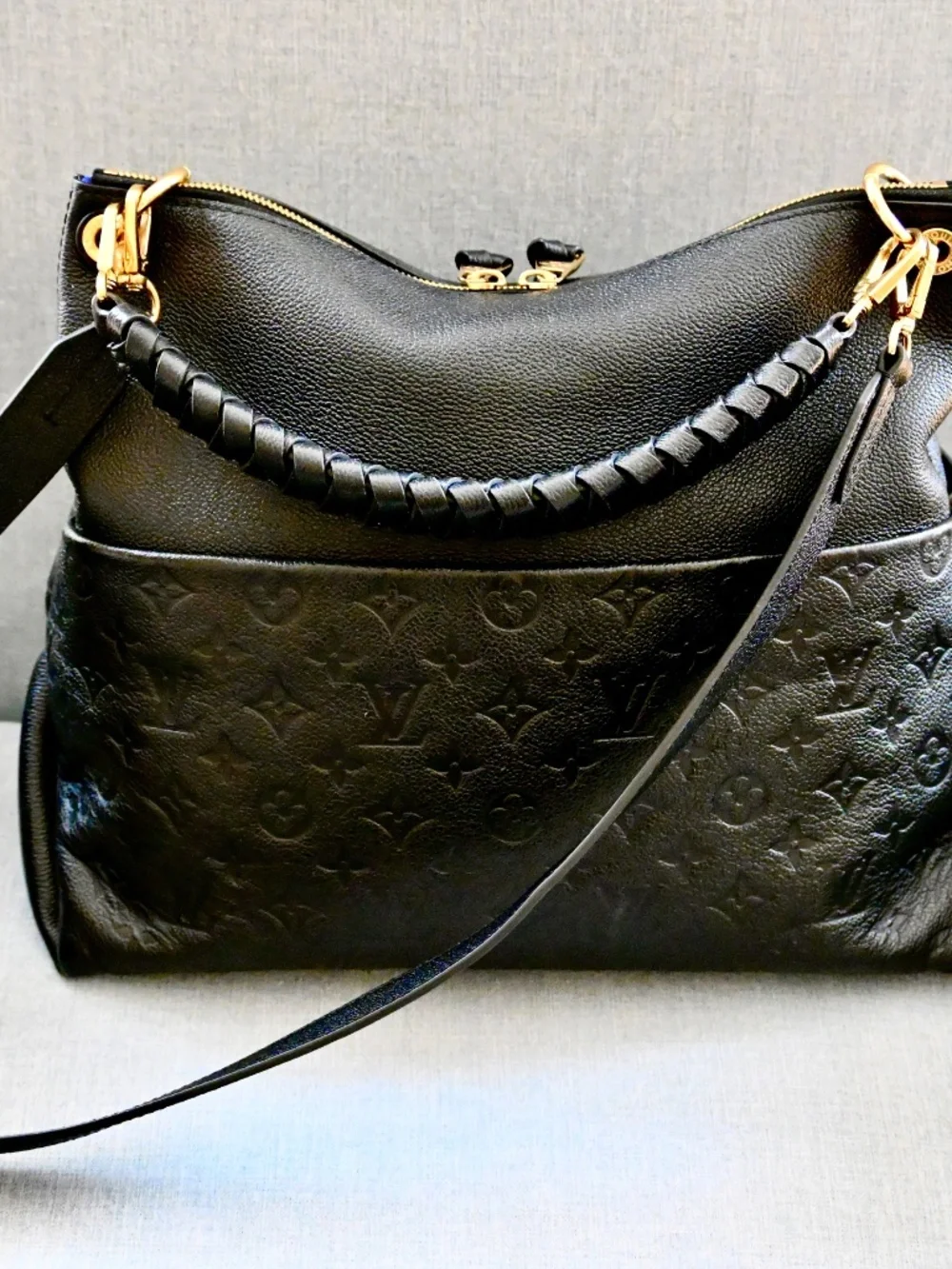 LOUIS VUITTON BLACK MAIDA HOBO BAG w/ VIOLET BLUE INTERIOR-NOW on SALE! - Picture 2 of 16